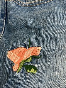 Floral Embroidered Denim Overalls