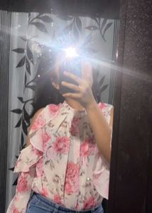 Chic Floral Cold Shoulder Top