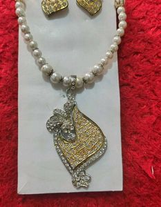 Elegant Pearl & Stone Jewellery Set