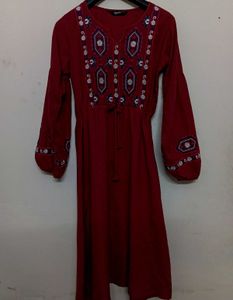 Embroidered Maroon Dress🎉