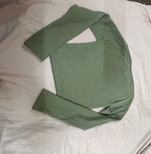 Cute Sage Green Long Sleeve Top