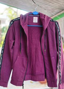 Burgundy Hooded Jacket - Casual & Stylish