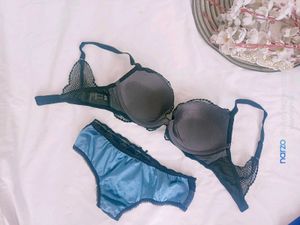 Lace Trimmed Bra and Panty Set