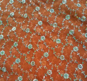 Orange Embroidered 2mtrs Fabric
