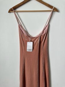 Coral Velvet Slip Dress