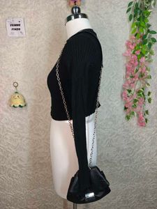 Black Cropped Knit Cardigan
