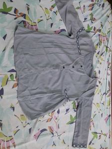 Grey Embroidered Top