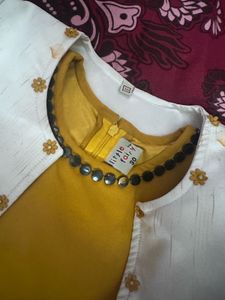 Yellow Embroidered Baby Girl Dress