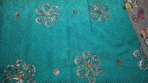Beautiful Teal Saree with Sequins