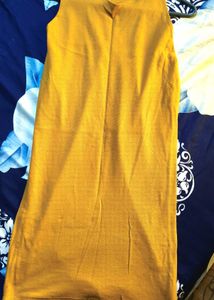 Mustard Ribbed Sleeveless One Piece Dress