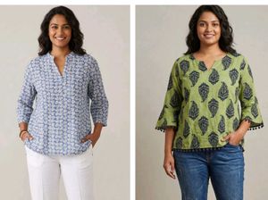 Branded Printed Kurta Tops - Set of 2