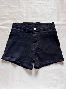 Black High-Waisted Denim Shorts
