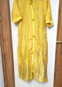 Yellow Silk Kurti Nice Style