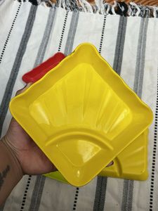 Set of 4 Colorful Square Plates