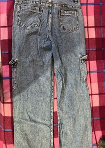 Blue Denim Cargo Pants