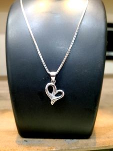 Heart Shape Chain Pandent Pure Silver 925