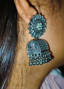 Traditional Oxidized Jhumka Earrings