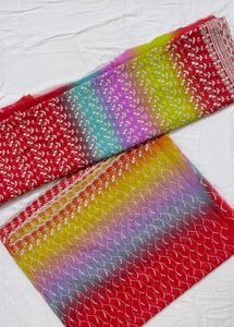 Stunning Ombre Embroidered Top Material Amd Dupatt