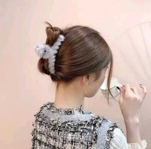 Plush Faux Fur Hair Claw Clips - Pastel &amp; Neutrals
