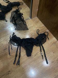 Black lace thongs