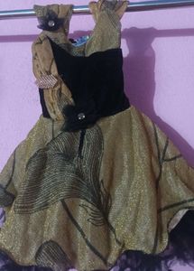 Baby Girl Party Wear Frock 12-18 Months - Golden B