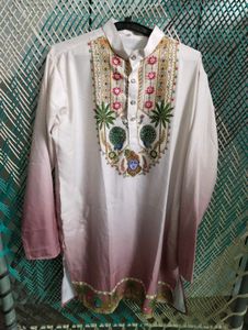 Embellished Lotus Print Kurta