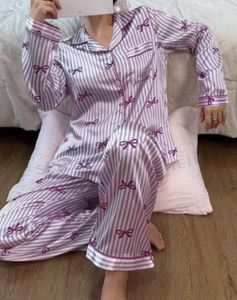 Cute Striped Bow Pajama Set