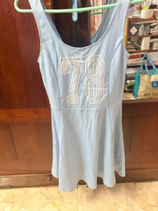 Cute Baby Blue "78" Graphic Dress