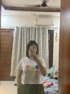 Cropped Smiley Face T-Shirt