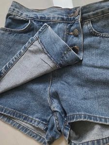 Denim Skort with Button Front
