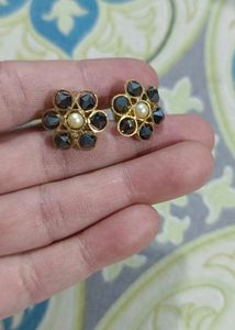 Vintage Flower Earrings with Pearl Center