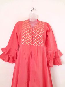 Pink Laced Kurta Set (Women's)