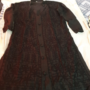 Black Embroidered Chikankari Kurti