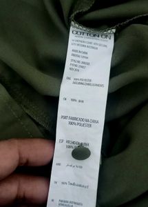 Chic Olive Green Star Print Ruffle Blouse