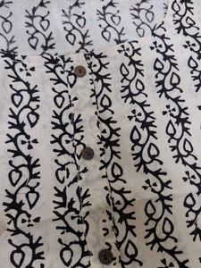 Cream &amp; Black Block Print Kurta