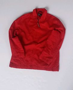 Men's Red Zip-Up Casual Jacket