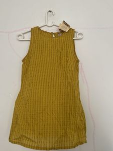 Mustard Yellow Textured Sleeveless Top