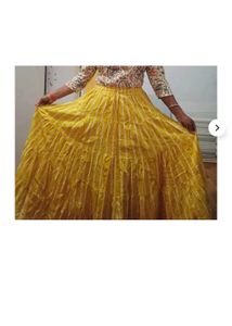 Yellow pure cotton summer long skirt