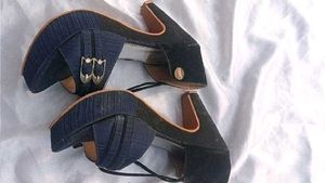 Stylish Navy Blue Platform wedge heels