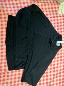 Black Mock Neck Cropped Top