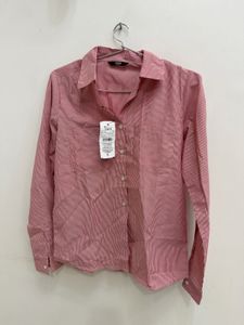 Shein Pink Striped Button-Up Shirt