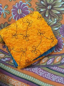 Vibrant Orange and Blue Shawl