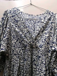 Blue &amp; White Printed Midi Dress (Never worn)