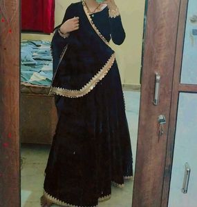 Elegant Black Velvet Lehenga Choli