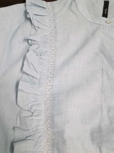 Light Blue Ruffle Blouse