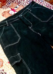 Brand New Black Baggy Cargo Denim Jeans | Deep Bla