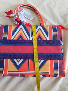 Vibrant Geometric Print Tote Bag