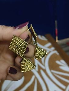 Golden Jhumka Earrings