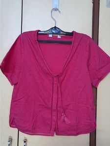 Pink Embroidered V-Neck Top