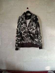 Patterned Zip-Up Hoodie